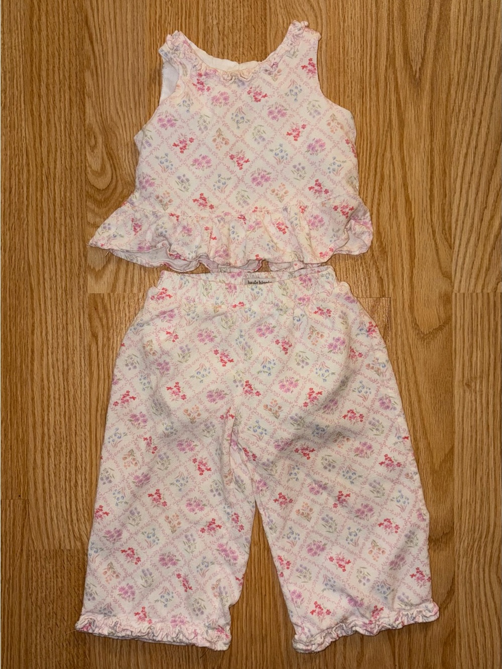 Haute Hippie Pink Floral Ruffle Tank & Pants Set